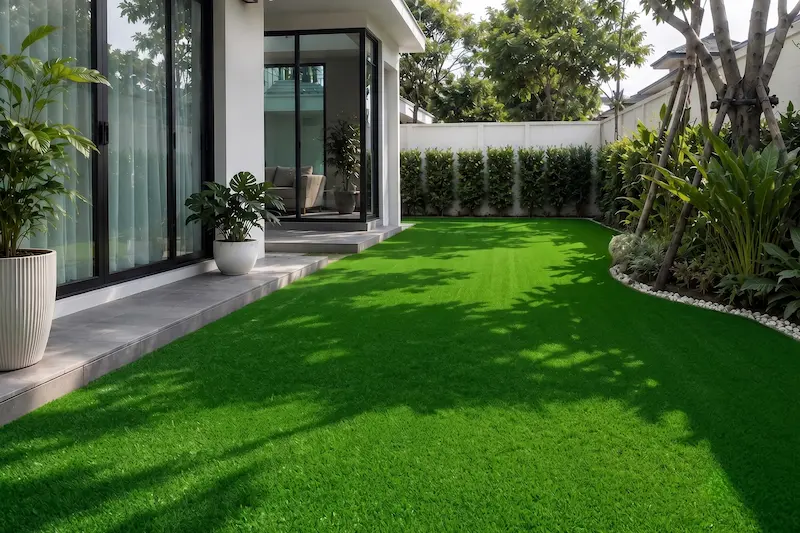 งานติดตั้งหญ้าเทียม GT-L30G จัดสวนรอบบ้าน
